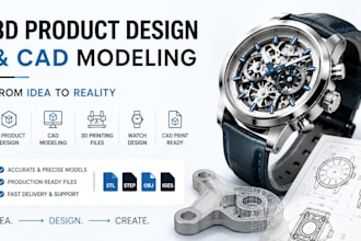 do 3d product design, cad modeling, 3d printing files, cad print, watch design