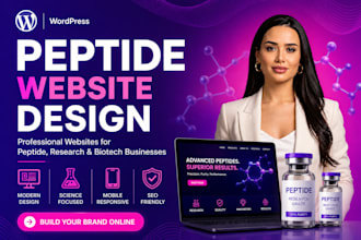 build peptide website biotech, pharmaceutical, supplement website landing page