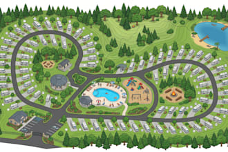 design rv park map, campground layout, site plan, park map and camping map