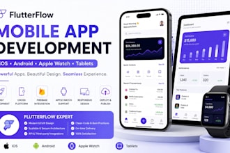 develop flutterflow mobile apps for ios, android, apple watch, and tablets