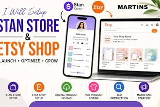 set up stan store, stan store marketing, esty shop, upload digital product