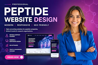 design a professional biotech, peptide, and pharmaceutical website landing page