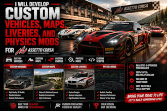 develop custom vehicles, maps, liveries, and physics mods for assetto corsa