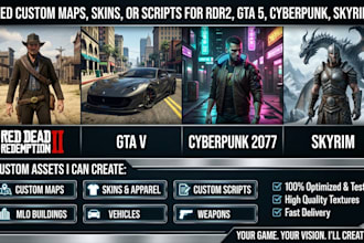 mod red dead redemption 2, gta 5, cyberpunk, and skyrim with custom assets