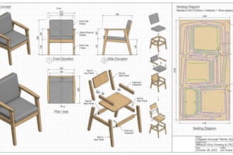 do 2d and 3d furniture design, flatpack furniture millwork shop drawing cnc file