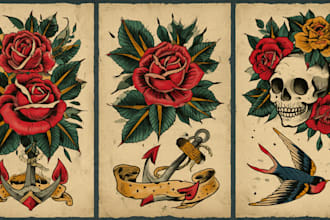 draw aesthetic old school tattoo design