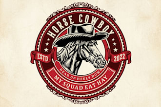 do vintage western cowboy logo design for tshirt
