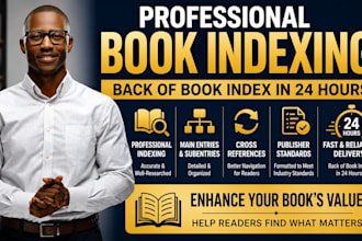 do professional book indexing and back of book index in 24 hours