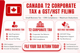 file canada t2 corporate tax, small business tax, gst hst for maximum deductions