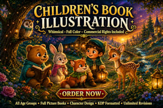 create childrens book illustrations and picture book art for KDP