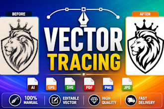 manually vector trace, convert image to vector any format