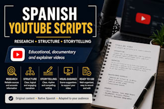 research and write engaging spanish youtube scripts