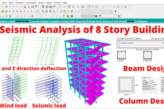 perform seismic analysis, beam design, and wind load analysis for structures