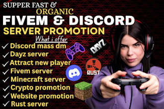 do minecraft server promotion dayz, fivem, rust, gaming server, discord ads