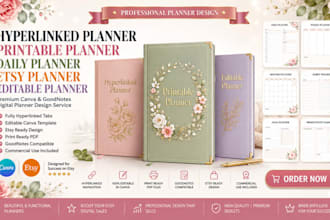 create hyperlinked printable daily planner editable etsy planner digital planner