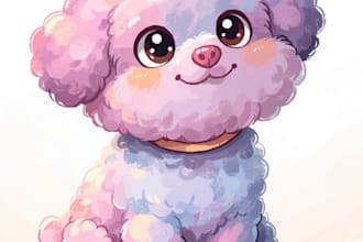 create chibi cute pastel colored pet portrait illustration