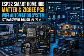 develop esp32 smart home hub pcb, matter, zigbee, wifi, home automation hardware