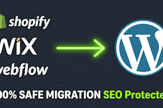 migrate wix webflow shopify or duda to wordpress website
