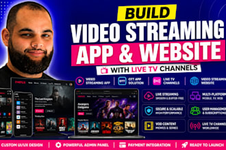 video streaming website app ott app live streaming app with TV channel and vod