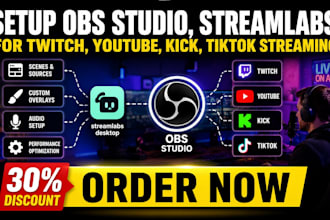 setup obs studio, streamlabs for twitch, youtube, kick, tiktok streaming