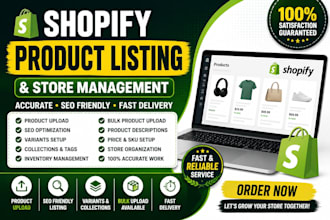 do shopify product listing, and shopify store management