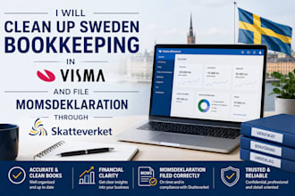 clean up sweden bookkeeping in visma, file momsdeklaration through skatteverket