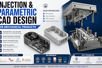 create injection and parametric cad design for mechanical products