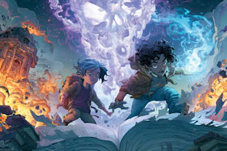 do a professional illustration, splash art, comic cover, book cover, tcg,ccg