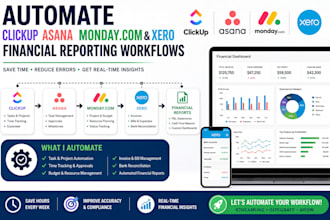 automate clickup asana monday com and xero financial reporting workflows