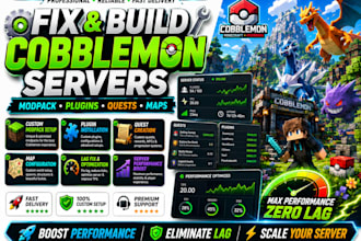 fix, create modpack minecraft plugin, optimize cobblemon server setup quest map