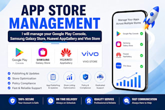 manage your google play console, samsung galaxy, huawei and vivo store