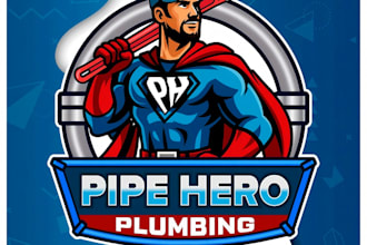 create a funny plumbing cartoon character logo