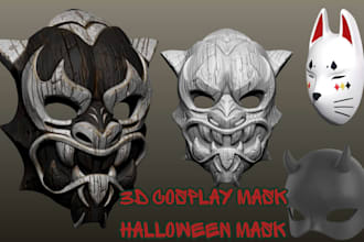 create custom halloween 3d mask oni mask dj mask cosplay mask helmet props stl