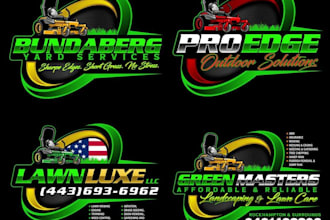 design landscaping, lawn mower, gardening, lawn care logo for your business