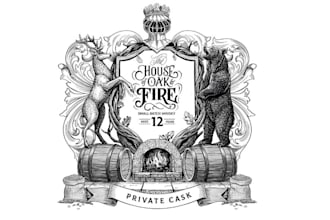 do retro coat of arms logo and  engraving style heraldic illustration