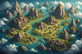 illustrate a marvelous fantasy concept map design