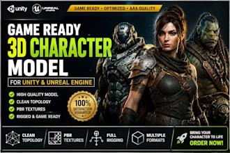 create a game ready 3d character model for unity and unreal engine
