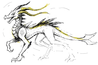 draw monster or fantasy creature in sketch illustration
