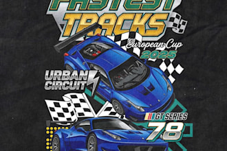 maker retro racing car logo and streetwear t shirt design