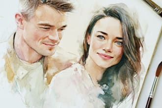 create amazing watercolor couple portraits