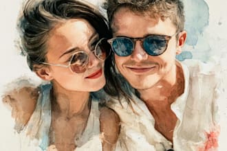 amazing watercolor couple portraits