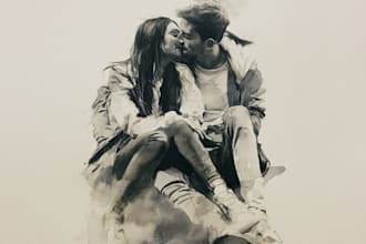 make a watercolor couple portrait