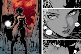 create cyberpunk manga comic pages with futuristic art