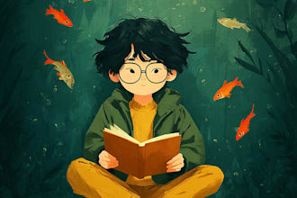 create jungle adventure children book cover illustration