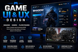 design stunning game UI, hud, and menus for your game