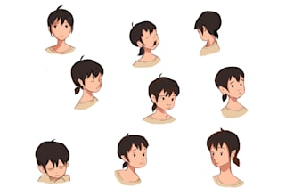 create character design with expression sheet