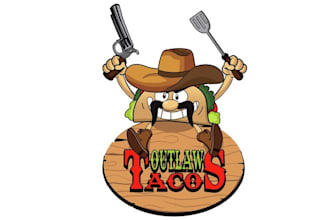 make restaurant killer logo for our food trucks outlaw tacos