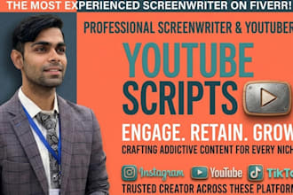 write documentary style youtube scripts and video scripts