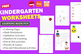 design kids activity books, storybooks, coloring books, and worksheets for kids