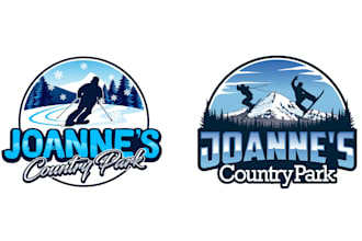 design elegant awesome skiing logo with satisfaction guaranteed